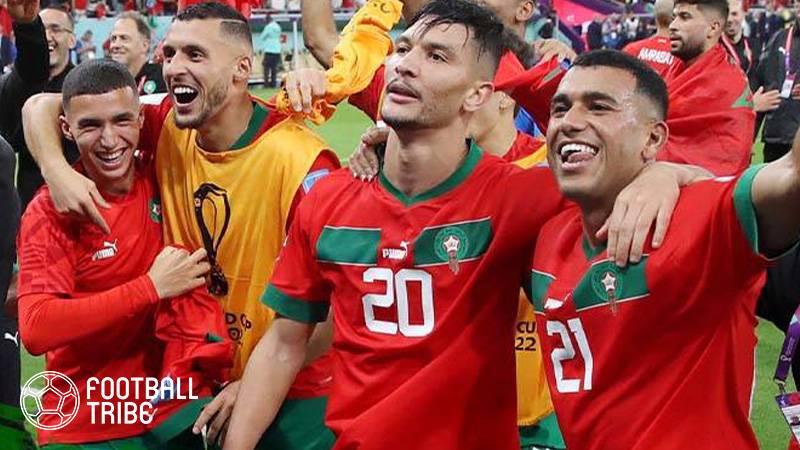 Saiss and Hakimi embrace after stunning Morocco success