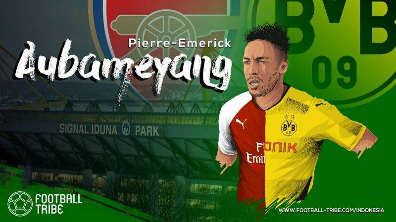 merayakan kedatangan Aubameyang