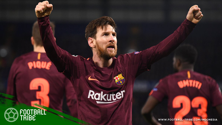 Messi akhirnya berhasil mencetak gol ke gawang Chelsea