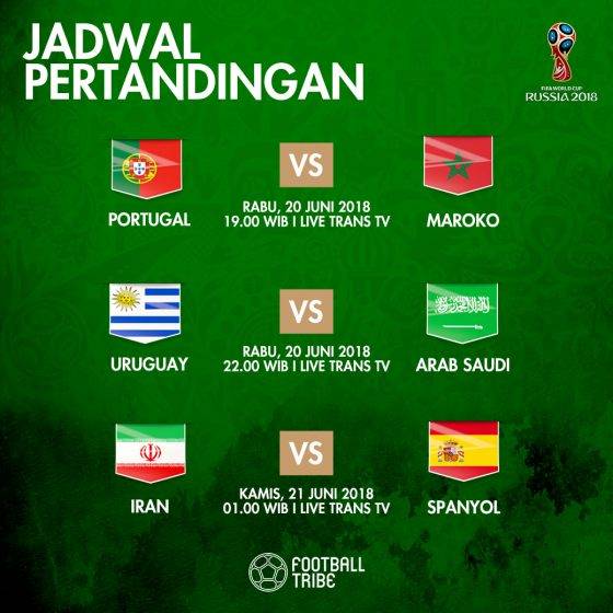 Jadwal Piala Dunia 2018 Hari Ini: 20 Juni 2018 | Football Tribe Indonesia