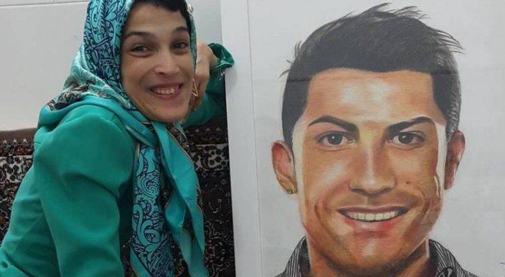 نقاشی حیرت انگیز دختر ایرانی از کریس رونالدو