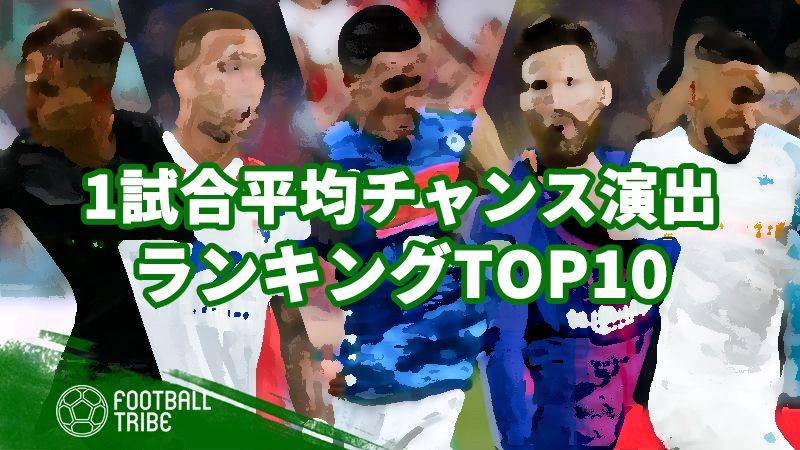 欧州5大リーグ、1試合平均チャンス演出回数ランキングTOP10