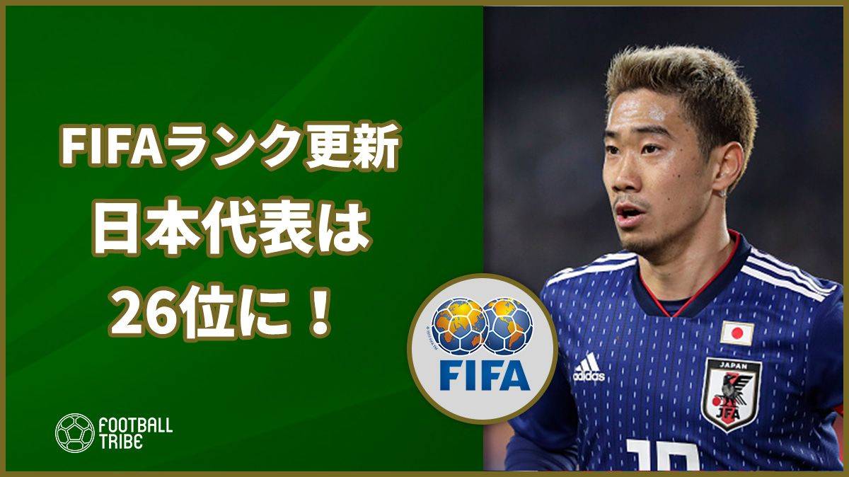 FIFAランク更新！日本代表は順位を1つ上げ26位！