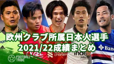 欧州クラブ所属日本人選手、2021/22シーズン成績まとめ