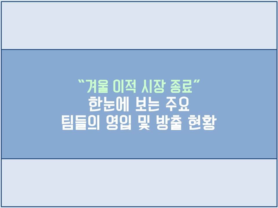 “겨울 이적 시장 종료” 한눈에 보는 주요 팀들의 영입 및 방출 현황