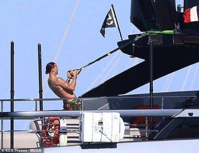 Zlatan works out on a luxury yacht