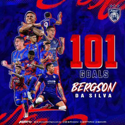 Bergson pemain pertama JDT jaringkan 100 gol