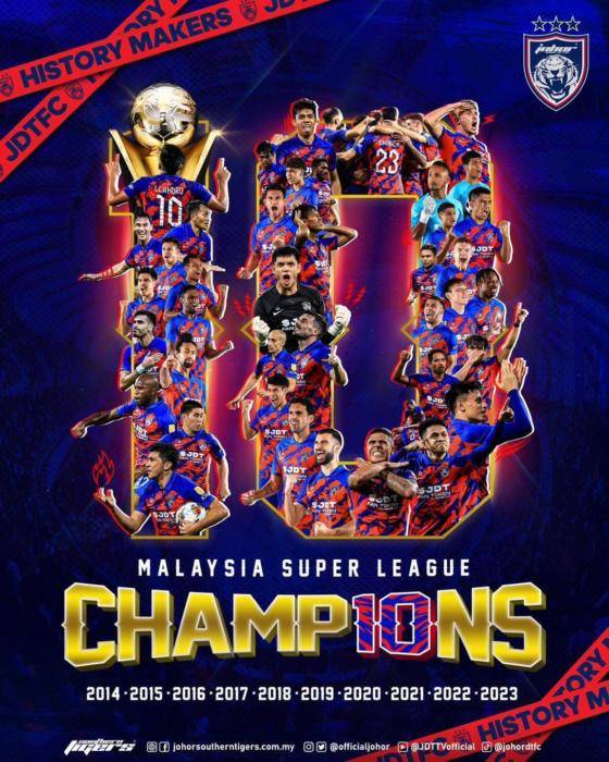 Jdt Juara Liga Super 10 Kali Berturut Turut Football Tribe Malaysia