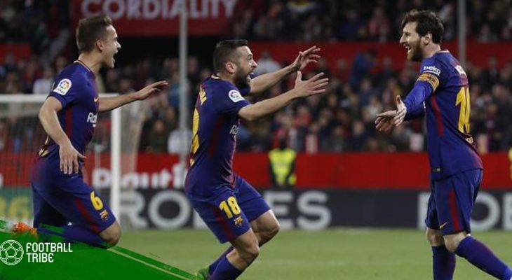Vòng 30 La Liga, Sevilla 2 – 2 Barcelona: Messi giải cứu Barcelona