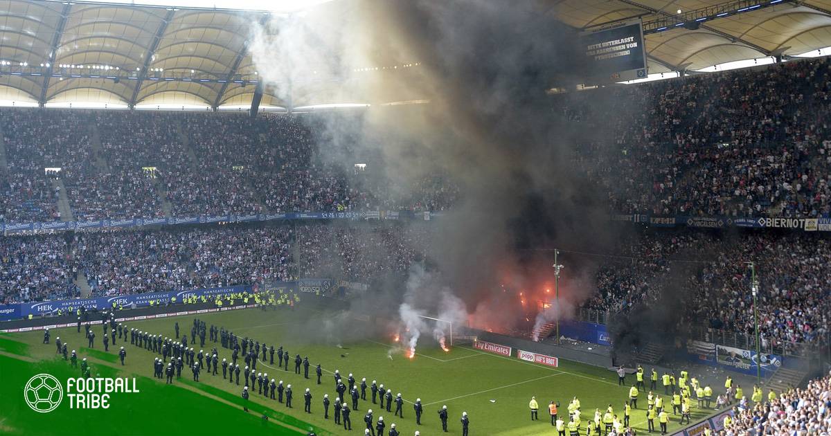 Hamburg xuống hạng sau 55 năm, Volksparkstadion chìm trong khói lửa